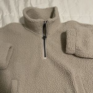Abercrombie & Fitch Cream Collared Quarter Zip Pullover Sherpa Large Women’s